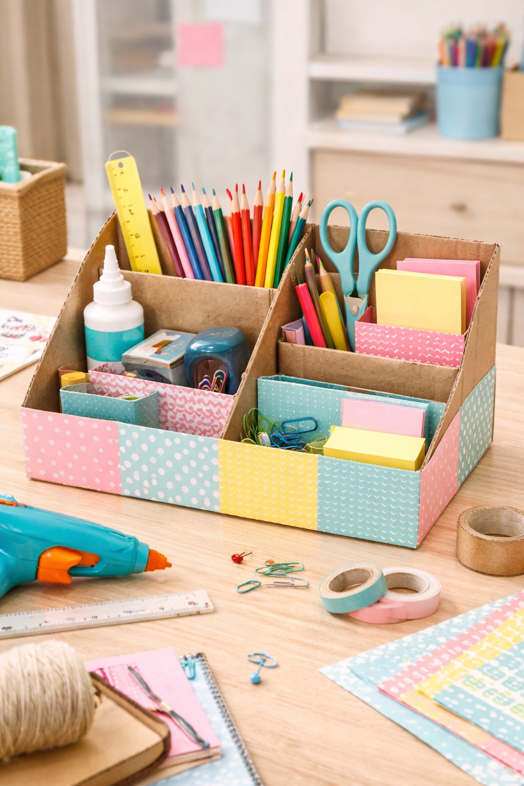 DIY Schreibtischorganizer aus Karton