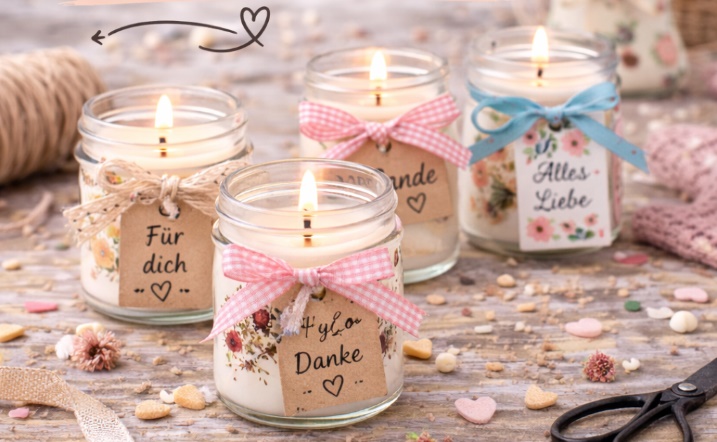 Kleine Duftkerzen im Glas