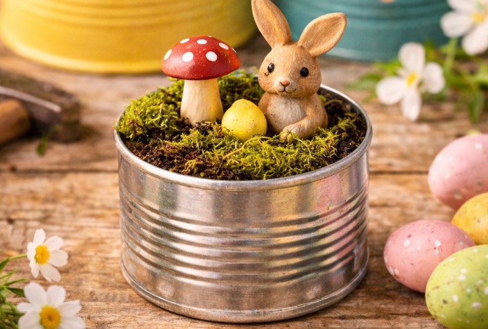 Mini-Frühlingsgarten in der Dose