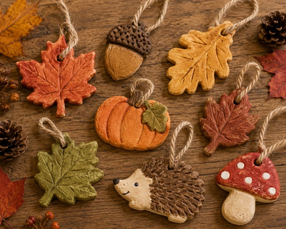 Herbstliche Anhänger aus Modelliermasse selber machen