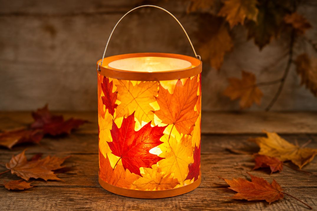 Herbstblätterlaterne basteln