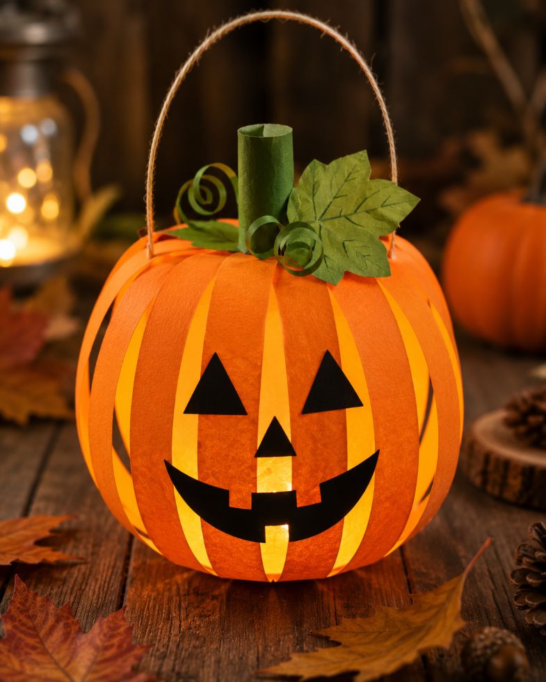 Kürbis-Laterne basteln – leuchtende Laterne für Herbst und Halloween