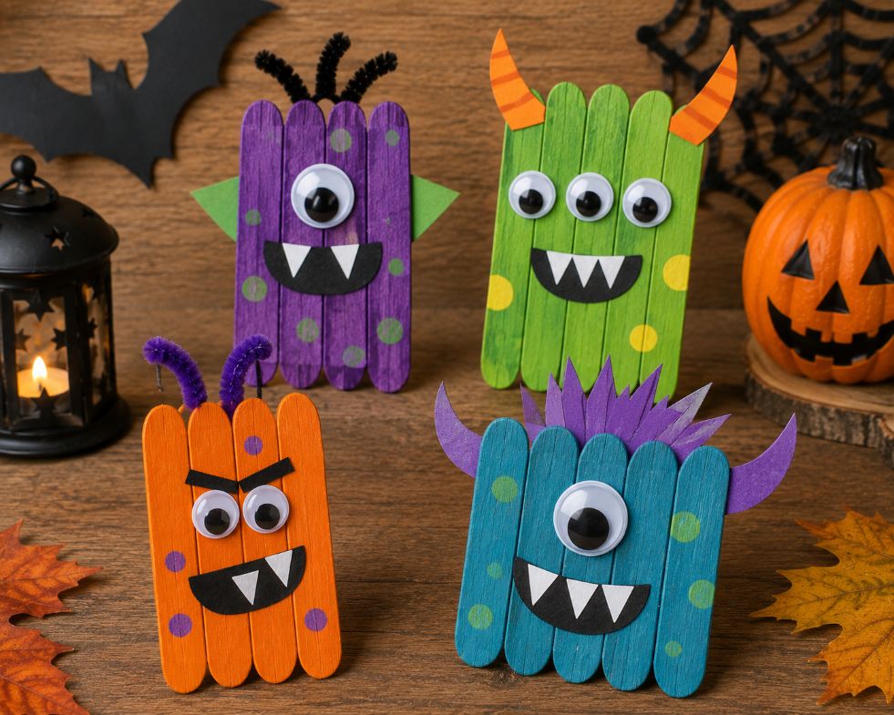 Monster aus Eisstielen basteln