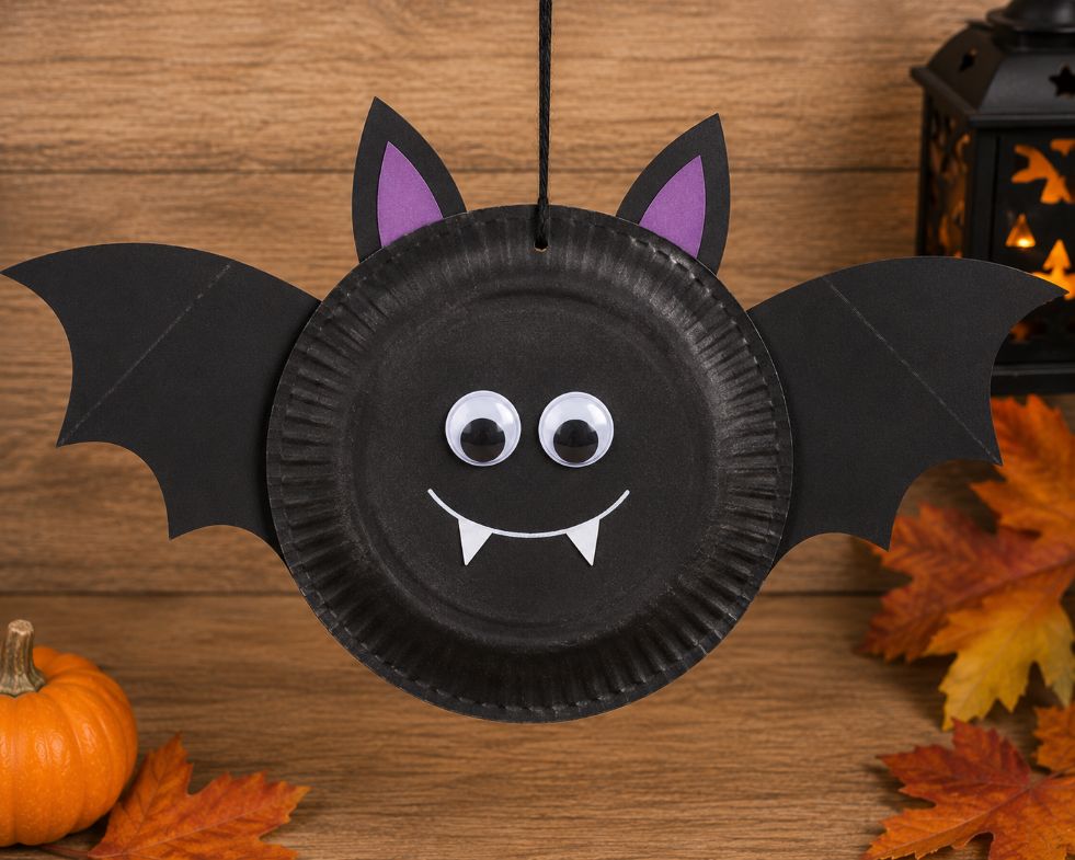 Fledermaus aus Papptellern basteln