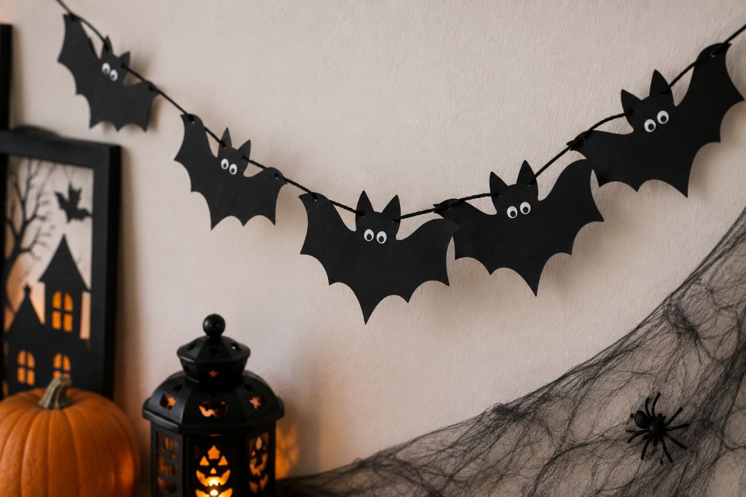 Fledermaus-Girlande aus Papier basteln