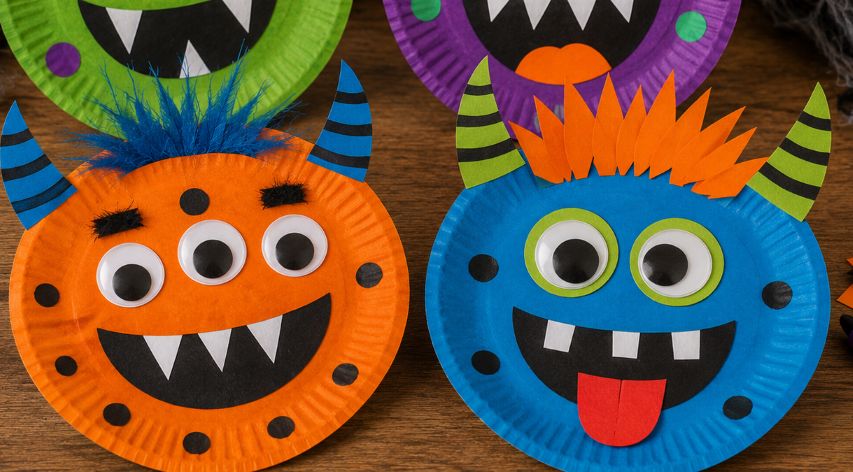 Monster aus Papptellern basteln
