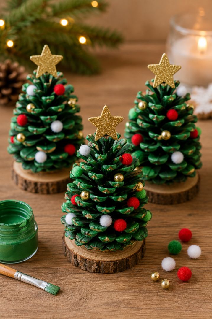 Tannenbaum aus einem Tannenzapfen basteln