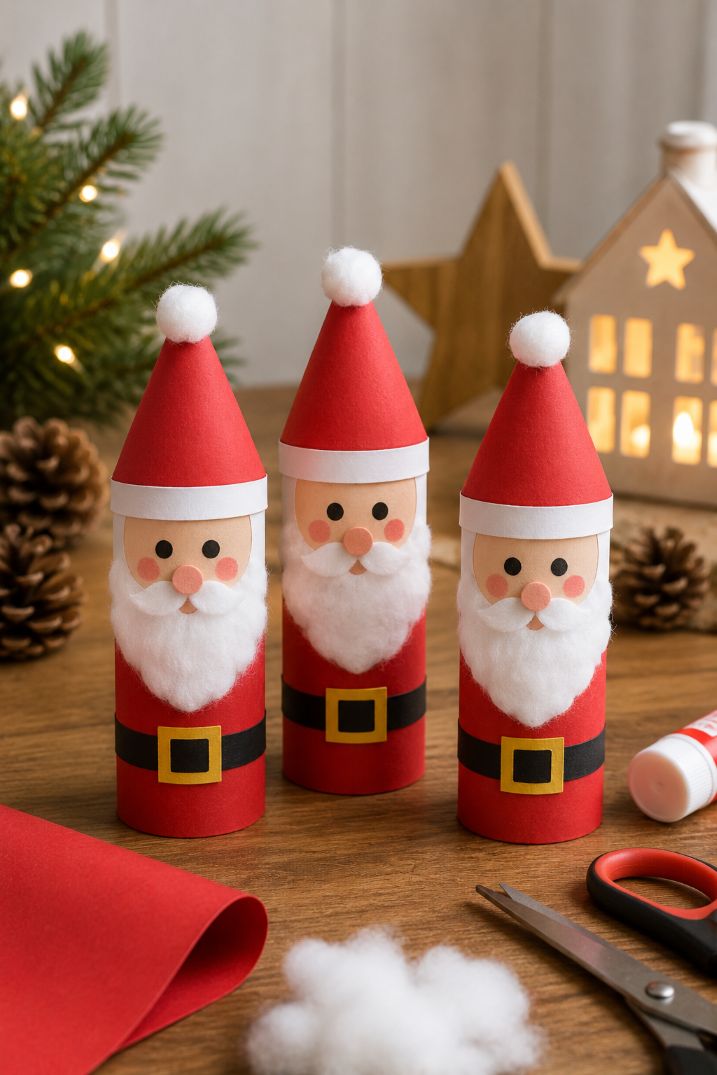 Weihnachtsmann aus einer Klorolle basteln